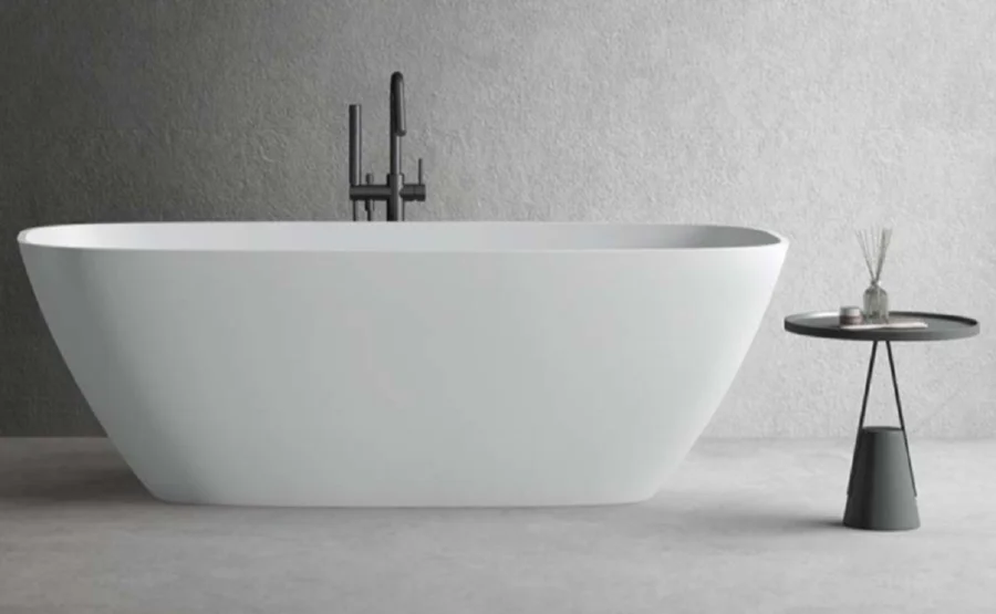 Ванна Uni-Flow Cono из искусственного камня Solid surface FS306-1700 Matt White, 170 х 80 см, белая матовая (детальная фотография), 170х80