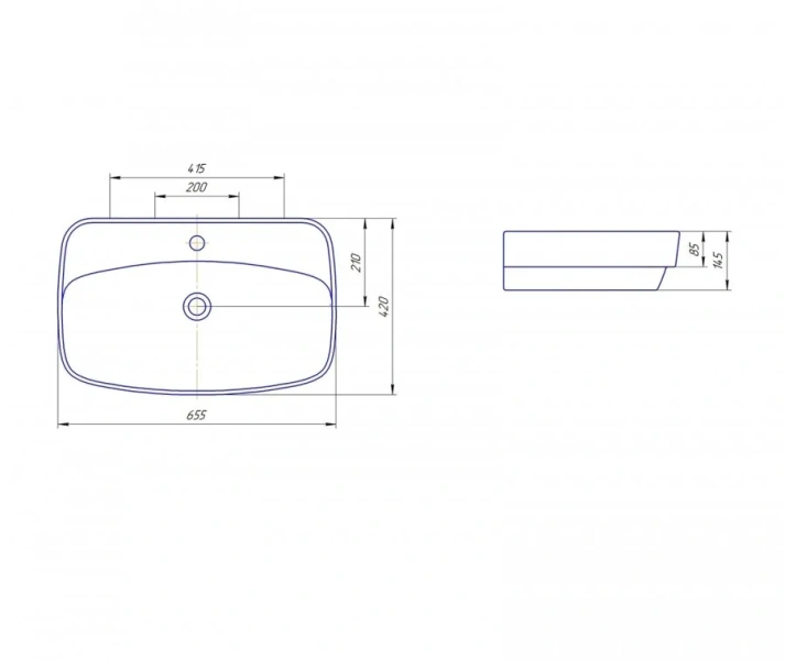 Раковина Kirovit Купер 65 см белая Вн Крв39 (детальная фотография), современные, hi-tech