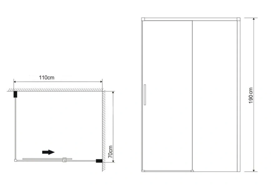 Душевой уголок Grossman Fly 110x70 см стекло прозрачное GR-D110-P70Fl1 (детальная фотография), прямоугольные