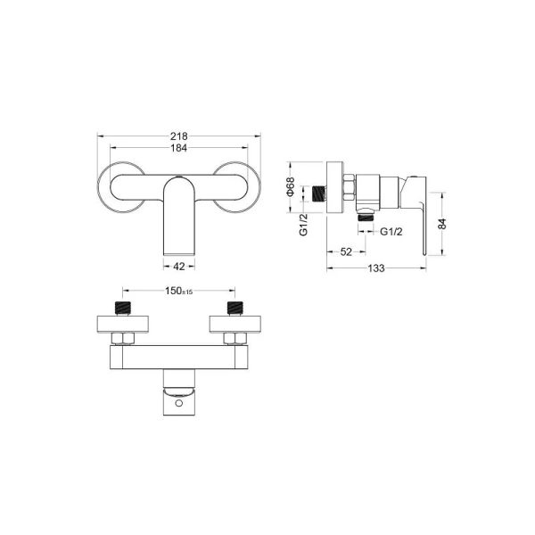Душевой комплект Акватек Лира хром AQ1432CR (детальная фотография), душевые комплекты, наборы