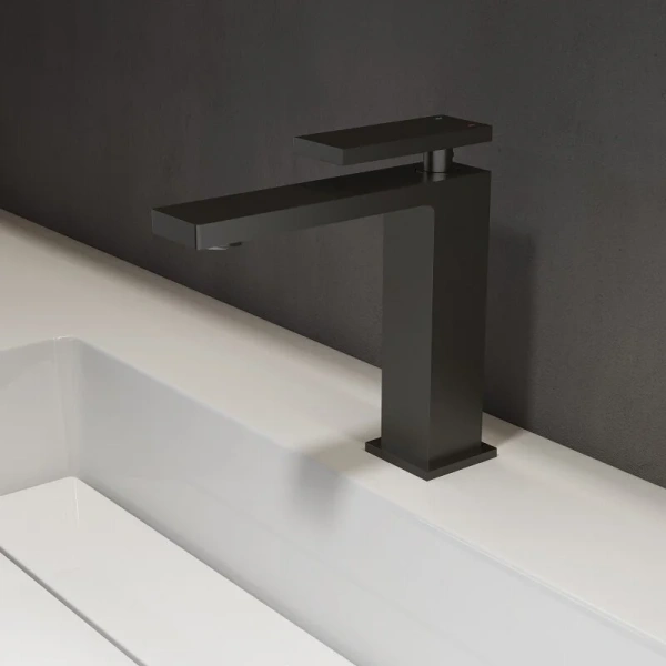 Смеситель для раковины Vincea Dice черный матовый VBF-2DS1MB (детальная фотография), для раковины