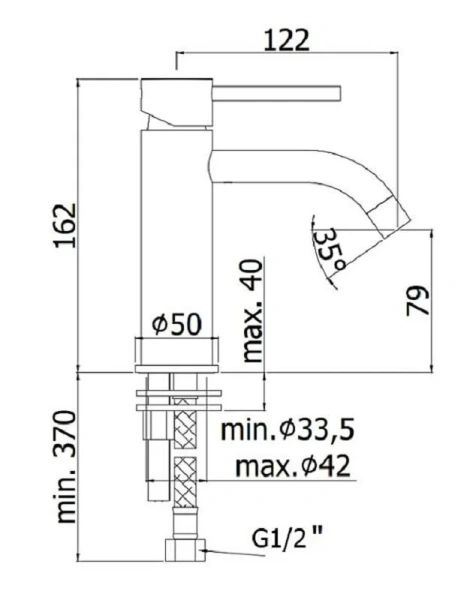 Смеситель для раковины Paffoni Light черный матовый LIG071NO (детальная фотография), для раковины