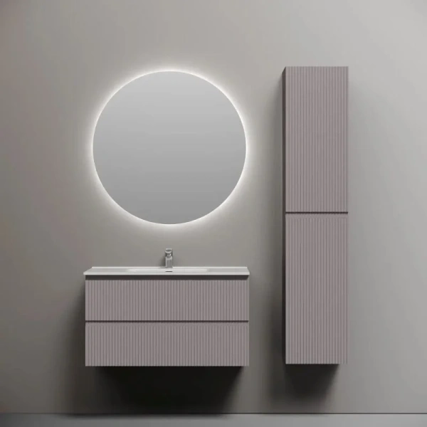 Тумба под раковину подвесная Sancos Snob R 90 см Doha Soft SNR90SM (детальная фотография), подвесная, пристенная