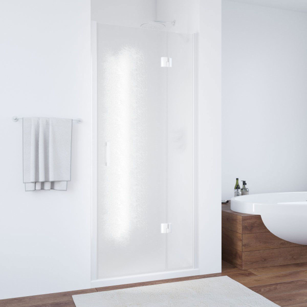 Душевая дверь профиль черный матовый стекло шиншилла Vegas-glass AFP NOVO 110 02М 02 R (детальная фотография)