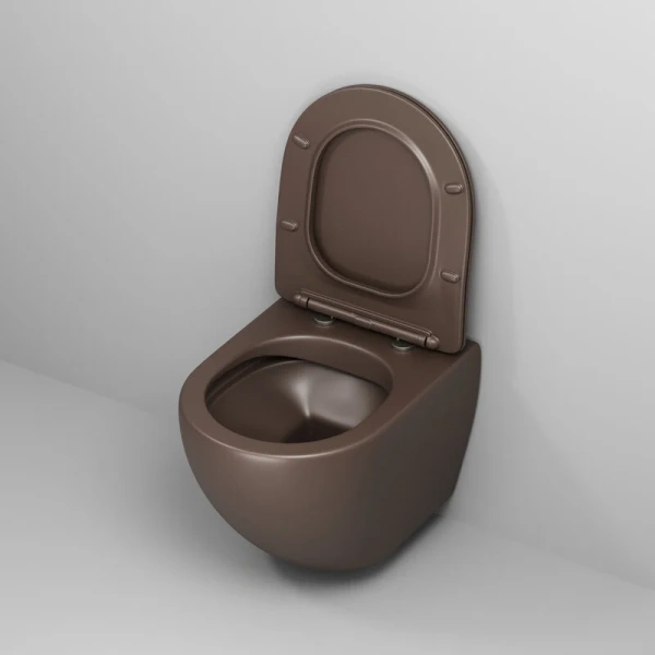 Унитаз подвесной Grossman Color коричневый матовый GR-4455BRMS (детальная фотография), с горизонтальным, прямым выпуском