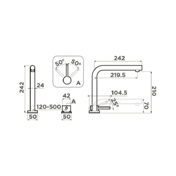 Смеситель для кухни Omoikiri Nara-GB графит 4994370 (детальная фотография), для кухни