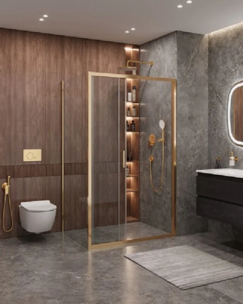 Душевой уголок Cezares Molveno 120х90 см стекло прозрачное профиль золото MOLVENO-AHF-31-120/90-C-BORO-IV (детальная фотография), золото