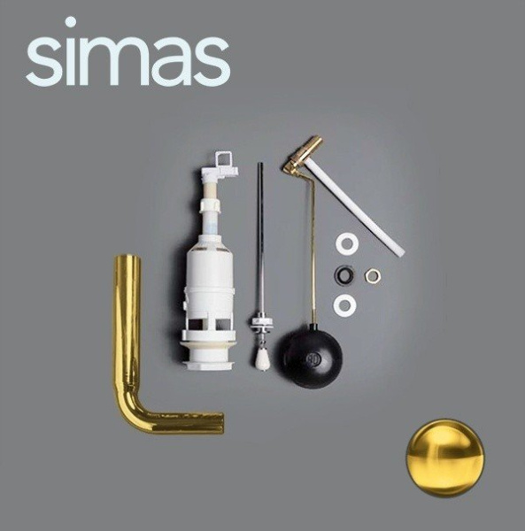 Механизм смыва для бачка Simas с боковой ручкой, золото D 11 ORO (детальная фотография)
