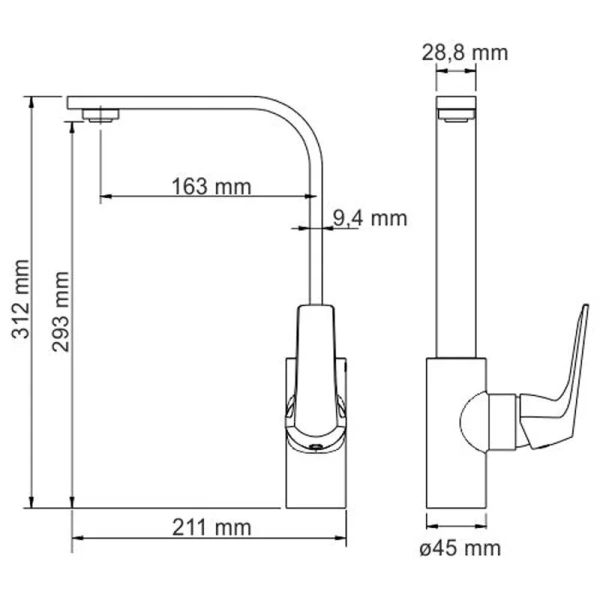 Смеситель для кухни WasserKRAFT Neime хром 1907 (детальная фотография), для кухни
