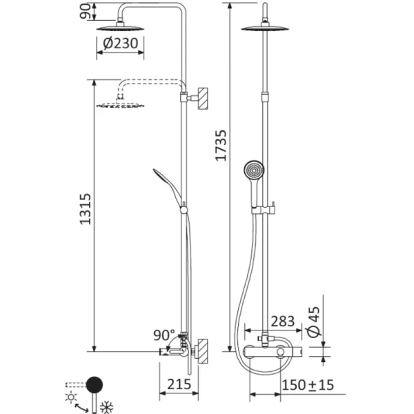 Душевая стойка Cezares Leaf белая матовая LEAF-CVDA-23-BIO (детальная фотография), современные, hi-tech
