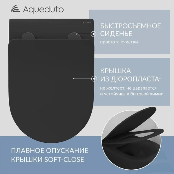 Унитаз подвесной Aqueduto CONE черный матовый CON0140 (детальная фотография) index_1