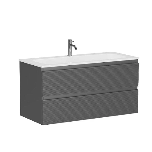 Тумба под раковину подвесная Sancos Folk 100 см grey soft - фото 7