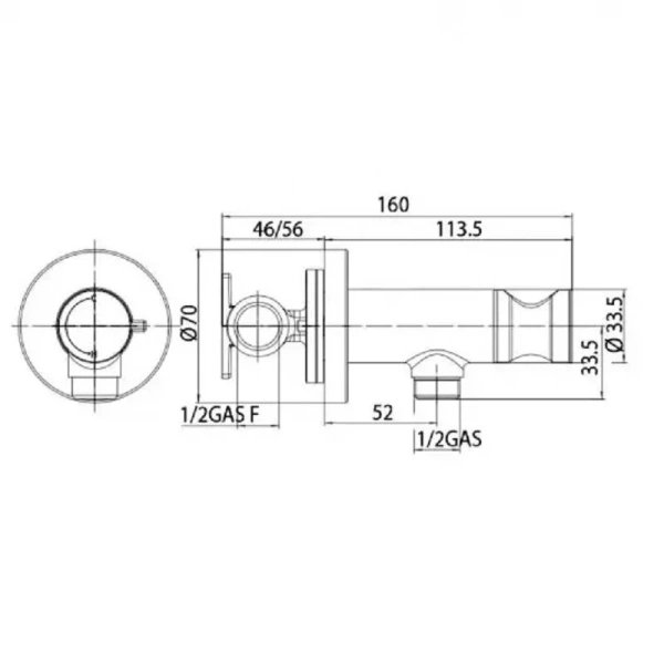 Гигиенический душ Bossini Paloma Brass E37007B.030 (детальная фотография), для туалета