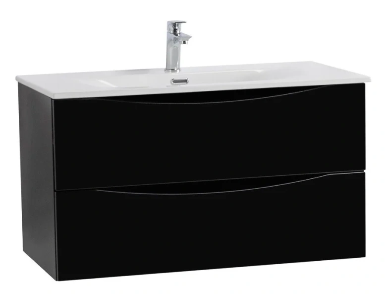 Тумба под раковину подвесная BelBagno Marino-Cer-N 100 см Nero Lucido MARINO-CER-N-1000-2C-SO-NL-P (детальная фотография), современная, hi-tech