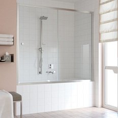 Душевая шторка на ванную профиль глянцевый хром стекло прозрачное Vegas-glass