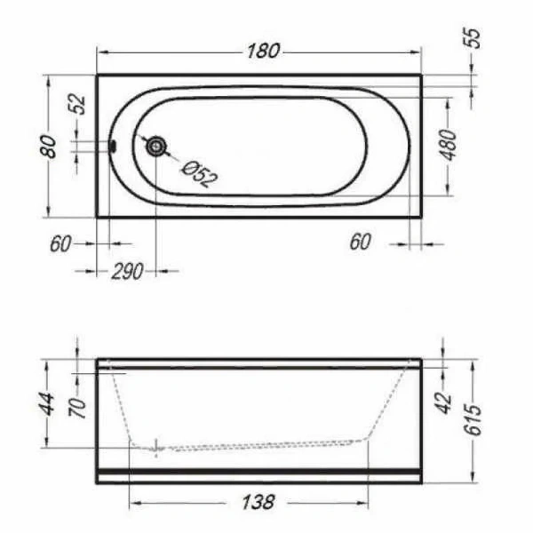Акриловая ванна Kolpa-San Quat Tamia 533880, 180 х 80 см, белый (детальная фотография), акриловые