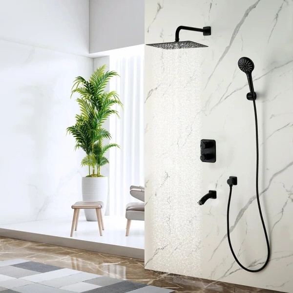 Душевой комплект Lemark Bronx черный LM3742BL (детальная фотография), черные