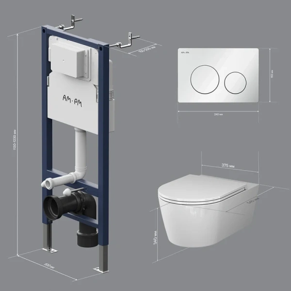 Унитаз с инсталляцией Am.Pm Func кнопка белая IS90101.8F1701 (детальная фотография), нет в наличии