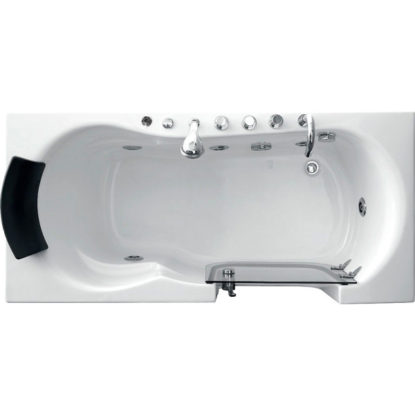 Акриловая ванна Gemy G9246 170х80 см (детальная фотография), с гидромассажем, со шторкой, большие, глубокие