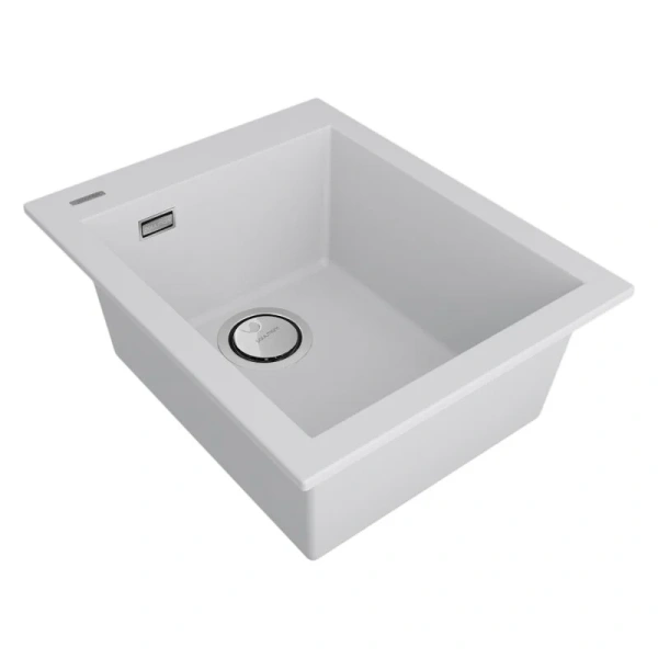 Мойка для кухни Paulmark Decoration 41 см белая матовая PM934150-WH (детальная фотография), из искусственного гранита