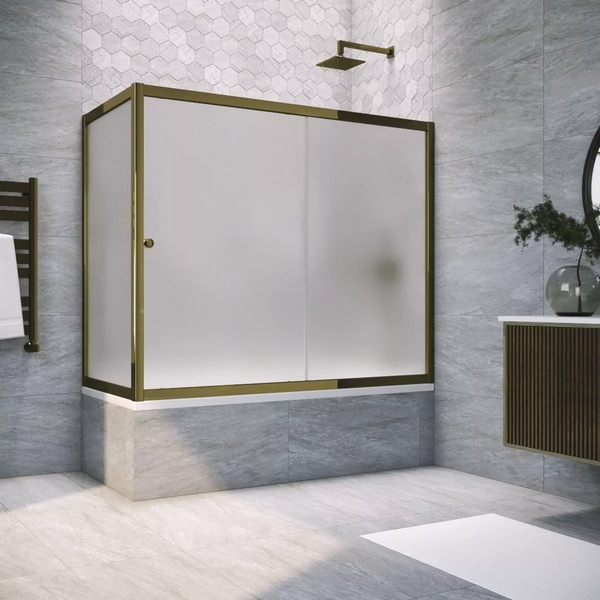 Душевая шторка на ванную профиль бронза стекло сатин Vegas-glass ZV+ZVF 160*75 05 10 (детальная фотография)