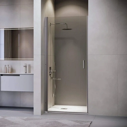 Душевая дверь в нишу RGW Leipzig LE-003Gr 70 см профиль серый, стекло прозрачное - фото 1