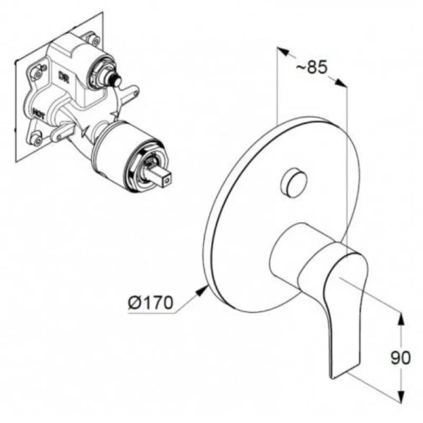 Смеситель для душа Kludi Zenta SL хром 486590565 (детальная фотография), для душа