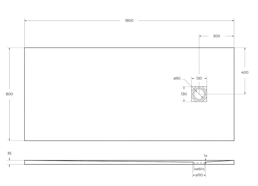 Душевой поддон BelBagno Uno 180х80 см накладка черная матовая TRAY-MR-UNO-AH-180/80-35-W-NO (детальная фотография), белые