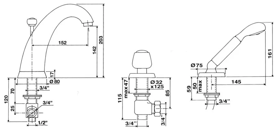 Смеситель для ванны Migliore Tenesi с душевой лейкой 25414 (детальная фотография), для ванны