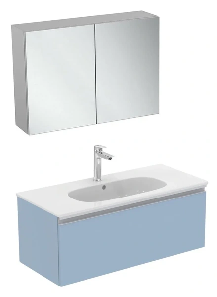 Тумба под раковину подвесная Ideal Standard Tesi 100 см серо-голубая матовая T0048WI (детальная фотография), подвесная, пристенная