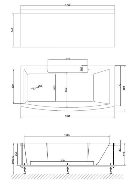 Ванна гидромассажная Royal Bath Fato Comfort RB326100CO, 170 x 85 см, белый (детальная фотография), акриловые