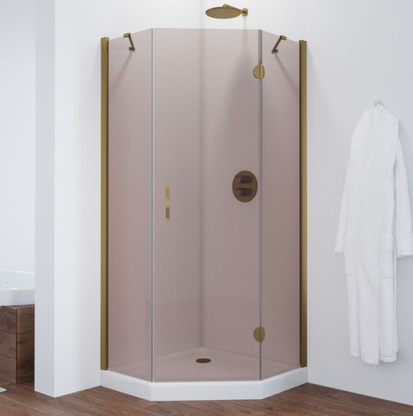 Душевой уголок стекло бронза Vegas-glass AFA-Pen 90 05 R (детальная фотография), многоугольные