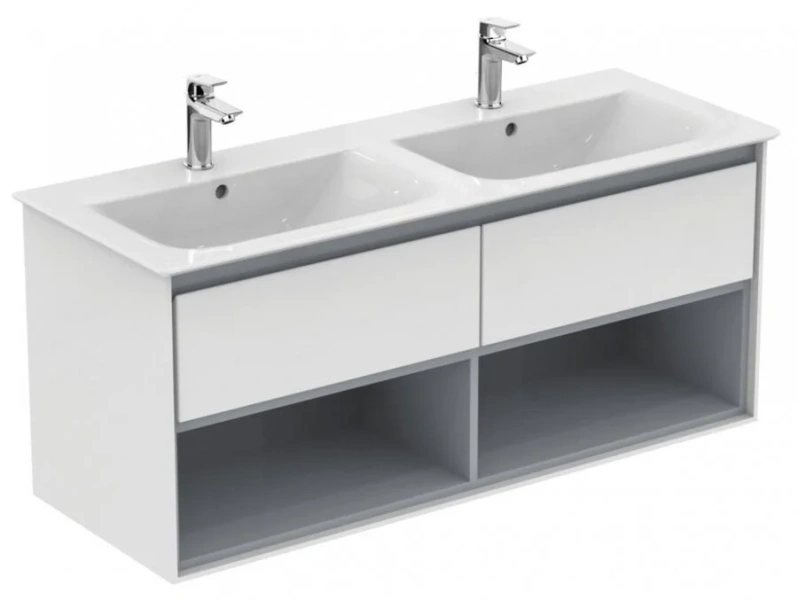 Тумба под раковину подвесная Ideal Standard Connect Air 120 см белый глянцевый, светло-серый матовый E0829KN (детальная фотография)