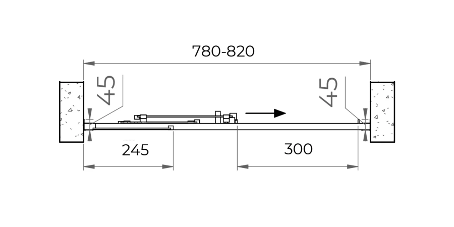 Душевая дверь в нишу RGW Classic CL-111 80 см раздвижная 410911108-11 (детальная фотография), хром