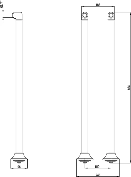 Комплект колонн для напольного подключения смесителя Lemark Vintage LM8565 (детальная фотография), в наличии