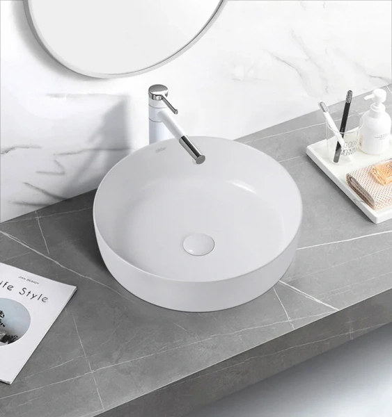 Раковина Abber Bequem 46 см белая AC2100 (детальная фотография), накладные (на столешницу), пристенные