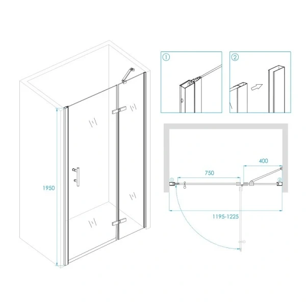 Душевая дверь в нишу RGW Passage PA-07B R 120 см правая 41080712-84R (детальная фотография), современные, hi-tech