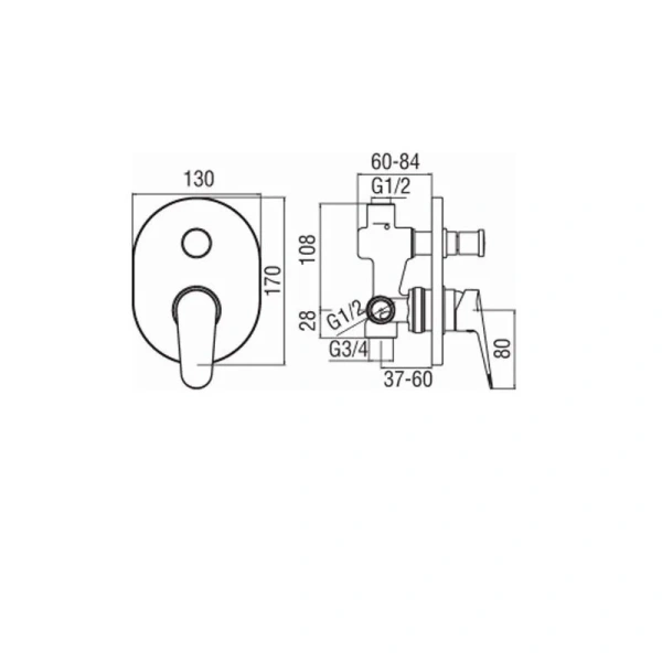 Смеситель для душа Nobili Blues хром BS101100CR (детальная фотография), для душа