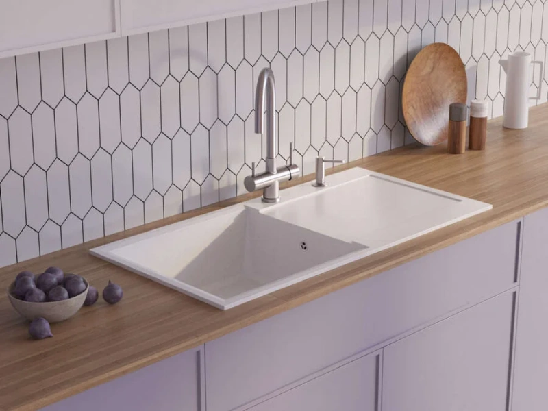 Мойка для кухни Omoikiri Sakaime 100 4993 100 см прямоугольная (детальная фотография), из искусственного гранита