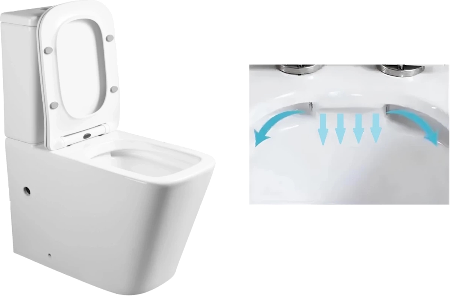 Унитаз компакт Ceruttispa Maiella безободковый CT10314 (детальная фотография), с бачком