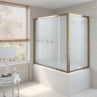 Душевая шторка на ванную профиль бронза стекло сатин Vegas-glass