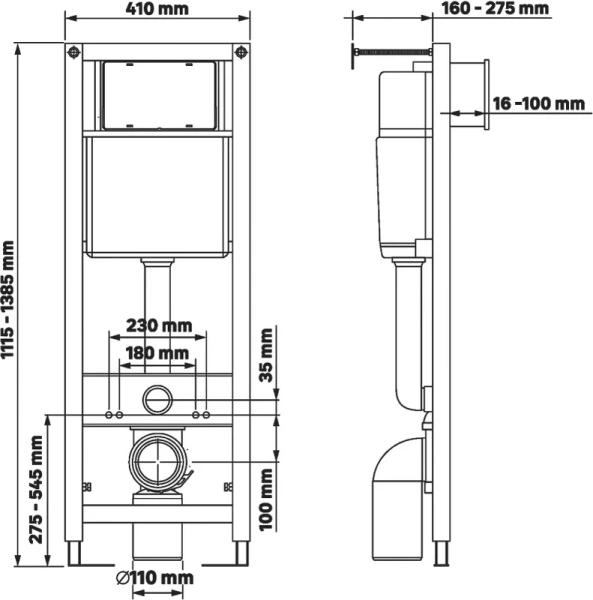 Унитаз с инсталляцией BERGES Atom Line кнопка черная SoftTouch 043306 (детальная фотография) index_3