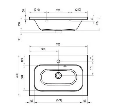 Раковина накладная Ravak Chrome 700 XJG01170, XJG01270 (детальная фотография), современные, hi-tech