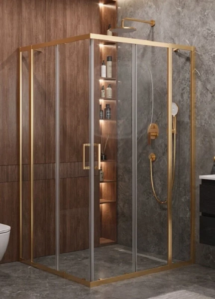 Душевой уголок Cezares Molveno 120х110 см прозрачное стекло профиль золото MOLVENO-AH-22-120/110-C-BORO-IV (детальная фотография)
