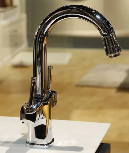 Смеситель для раковины, хром-золото, Grohe Grandera 21107IG0 (детальная фотография), с 1 монтажным отверстием