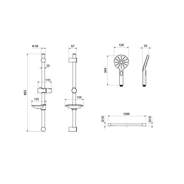 Душевой комплект Акватек Оберон черный матовый AQ1230MB (детальная фотография), современные, hi-tech