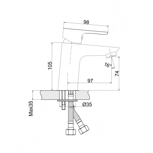 Смеситель для раковины Cersanit Cersania хром 63030 (детальная фотография), для раковины