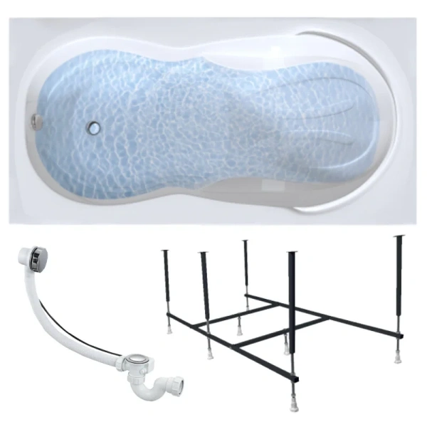 Ванна акриловая 1MarKa Taormina 01та1890кс2+, 180 x 90 см, цвет белый (детальная фотография), прямоугольные