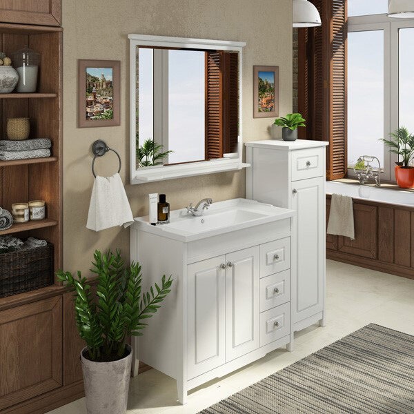 Тумба с раковиной напольная Comforty Тбилиси 90 см белый глянец 00003132630CF (детальная фотография), в наличии