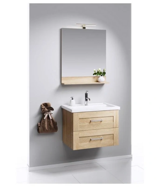 Тумба с раковиной подвесная Aqwella Фостер FOS01062DS 60 см с двумя ящиками (детальная фотография), моноблок